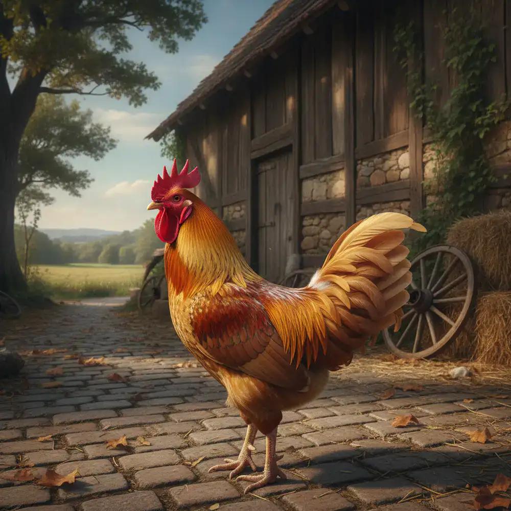 Coq au plumage doré éclatant